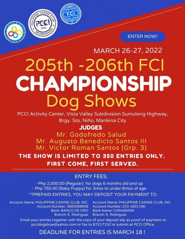 EVENTS SCHEDULE 2022 » PCCI - Philippine Canine Club, Inc